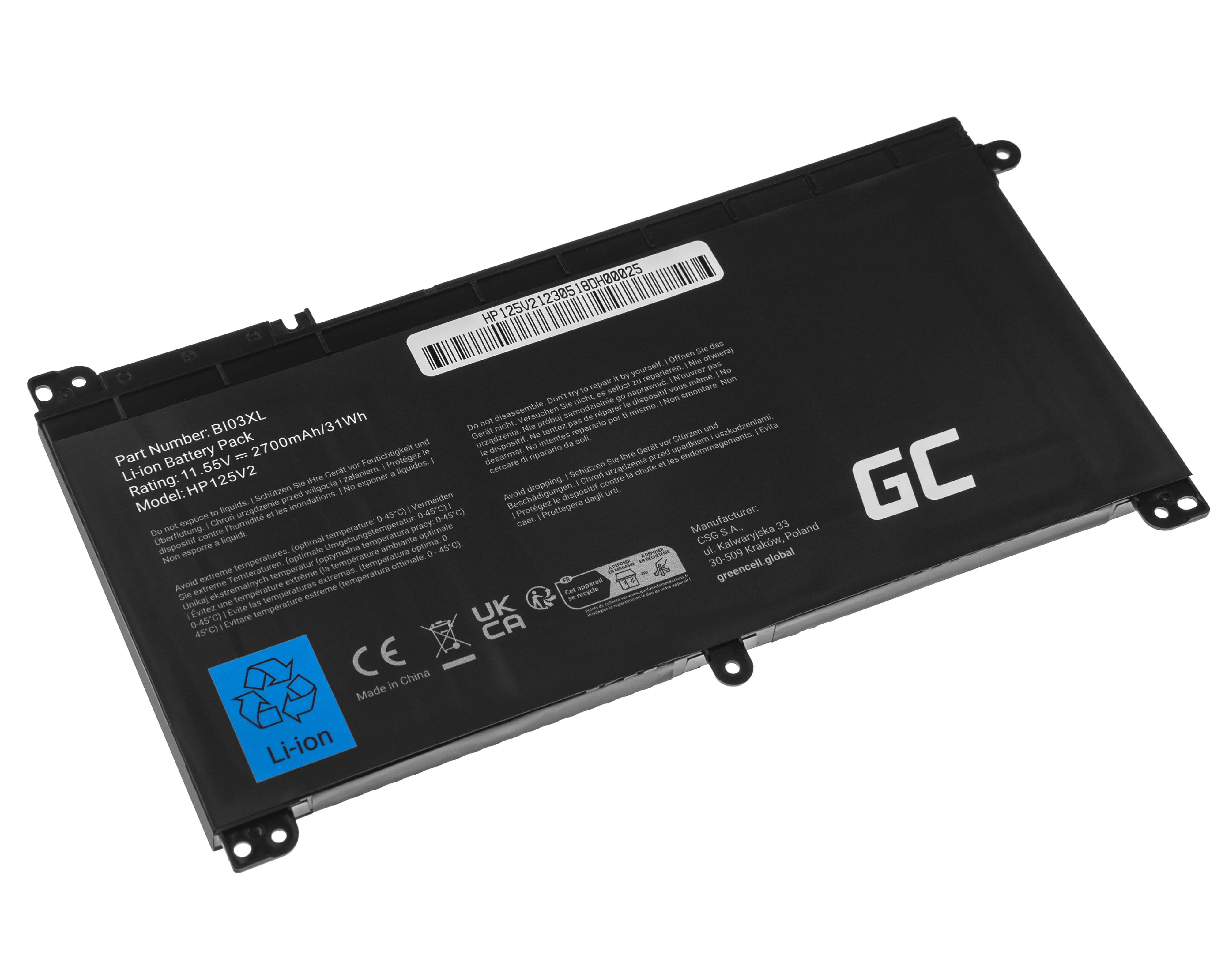 GREEN CELL battery BI03XL ON03XL for HP akumulators, baterija portatīvajiem datoriem