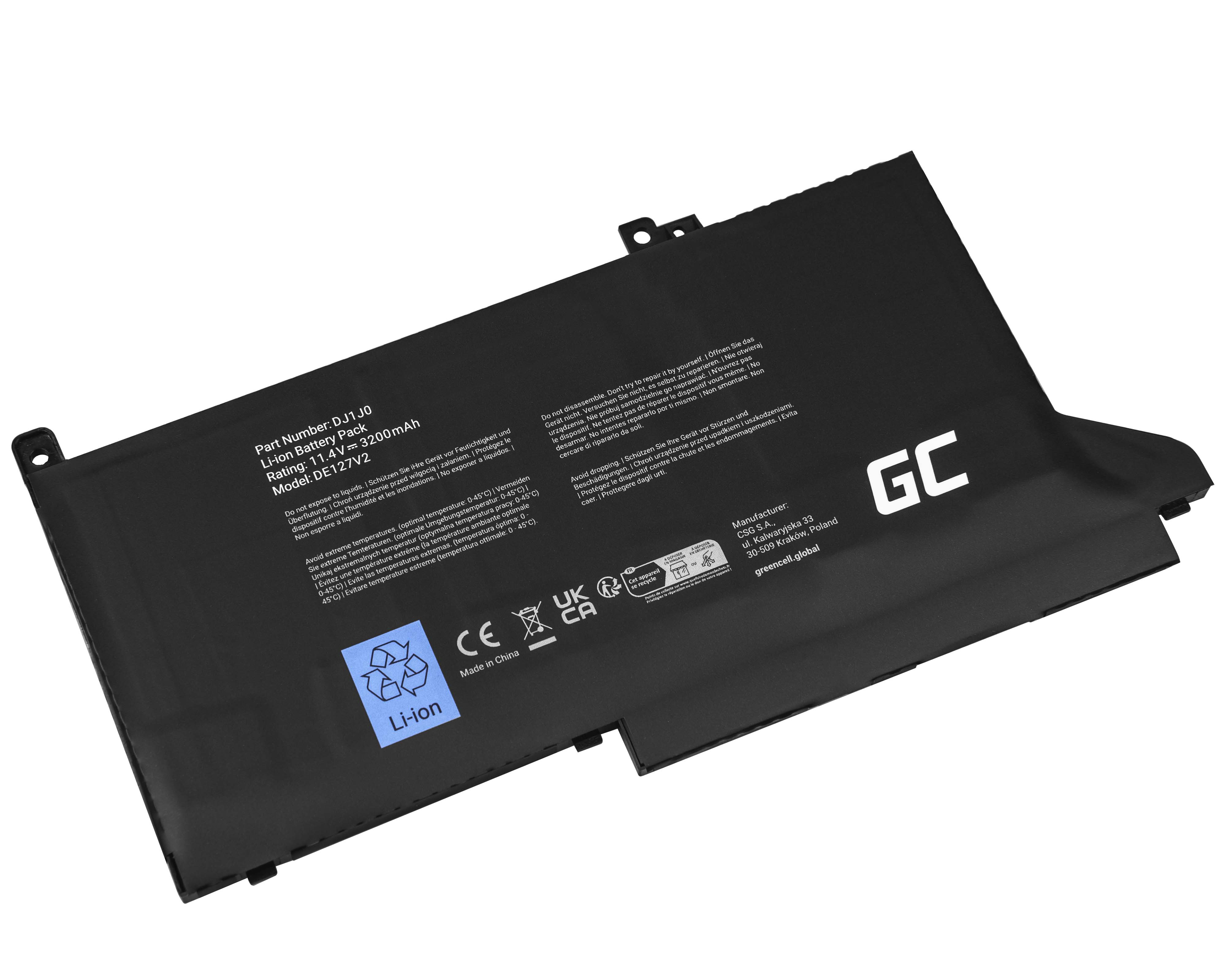 Green Cell Battery DJ1J0 for Dell Latitude 7280 7290 7380 7390 7480 7490 akumulators, baterija portatīvajiem datoriem