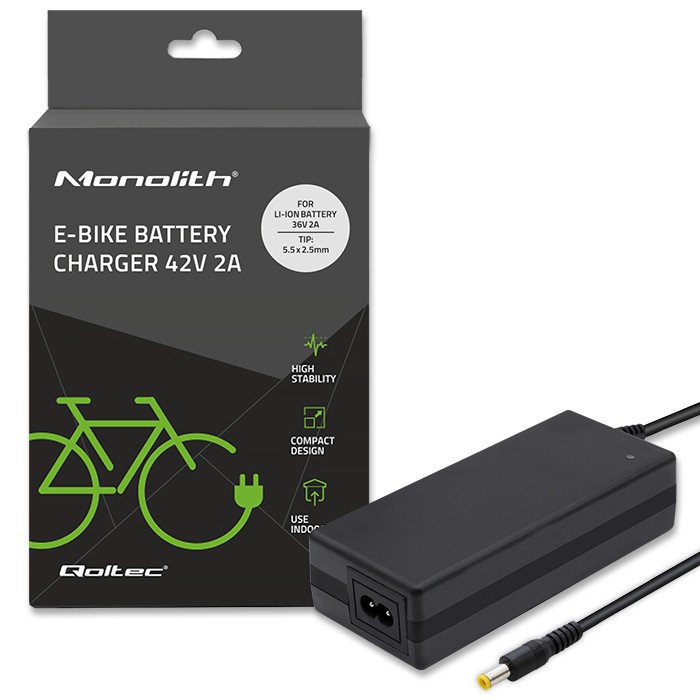 Qoltec 50761 Charger for e-bike batteries 36V | 42V | 2A | 5.5*2.5 Elektriskie skuteri un līdzsvara dēļi