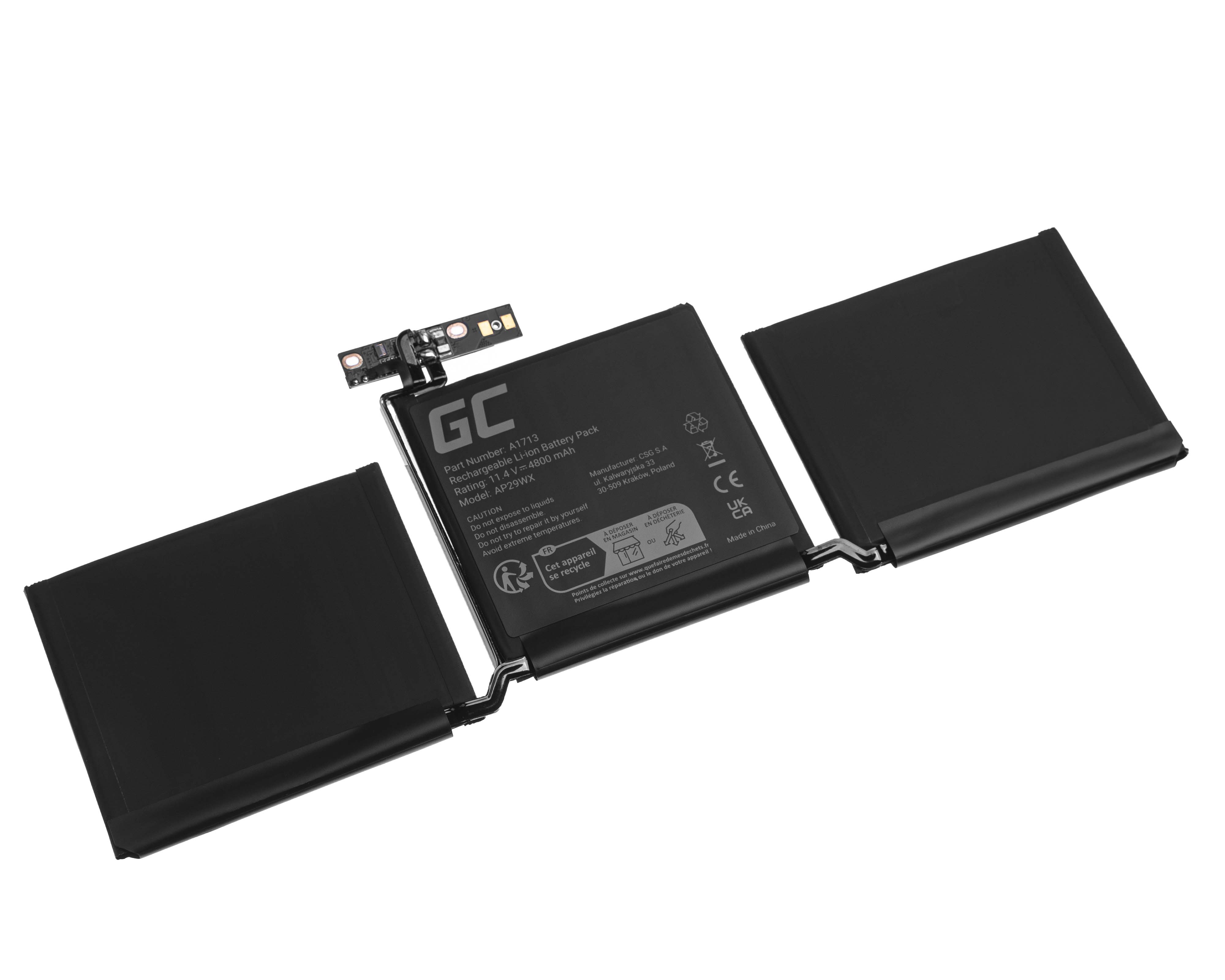 Green Cell Battery A1713 for Apple MacBook Pro 13 A1708 (2016, 2017) akumulators, baterija portatīvajiem datoriem