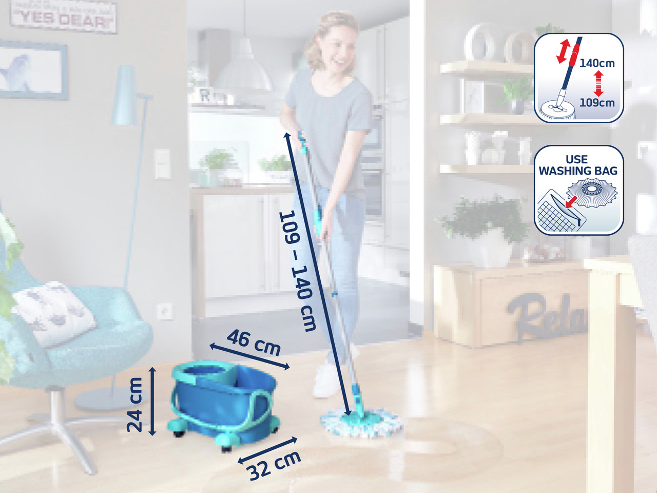 LEIFHEIT Gridas uzkopsanas komplekts Clean Twist Disc Mop Ergo Mobile 4006501521026