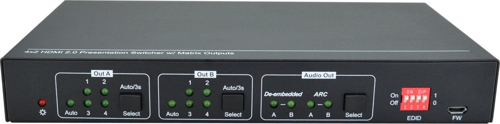 VivoLink HDMI 2.0 4x2, Matrix switcher, HDMI 2.0 4x2, Matrix switcher, (5706998972637) dock stacijas HDD adapteri