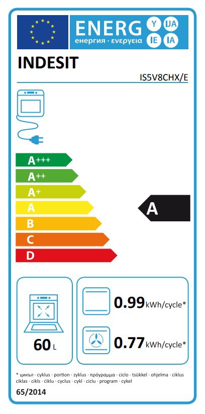 INDESIT Cooker IS5V8CHX/E Hob type Electric, Oven type Electric, Stainless steel, Width 50 cm, Grilling, Electronic, 57 L, Depth 60 cm IS5V8 Cepeškrāsns