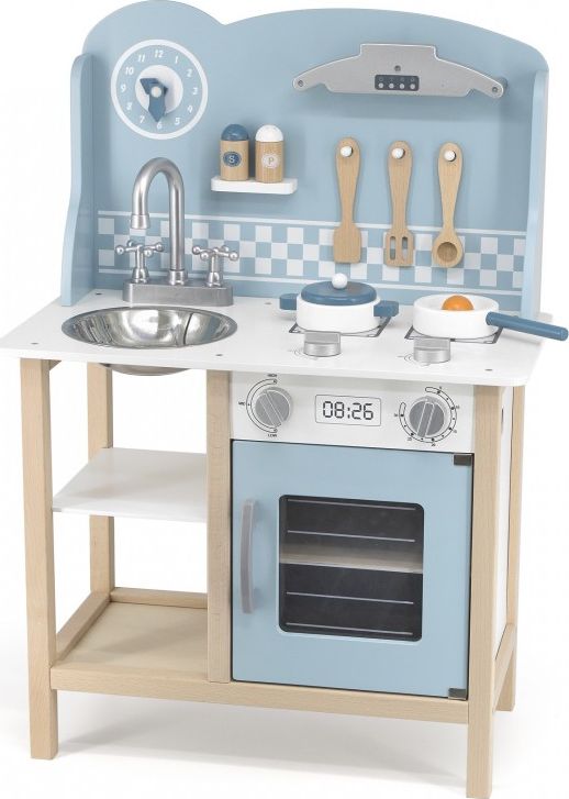 Viga Toys Kitchen with accessories silver and blue