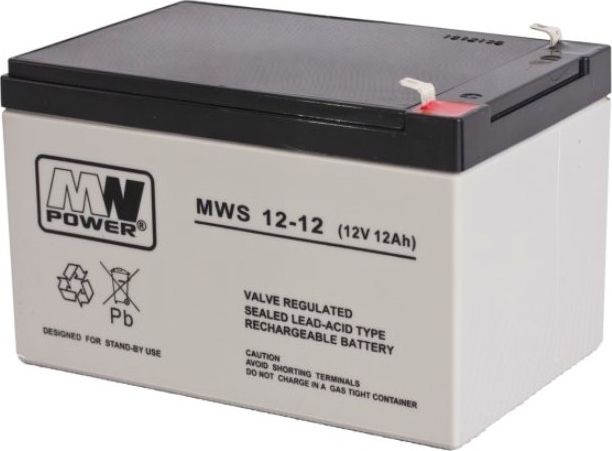 MW Power Pb 12V 12Ah bezobslugowy (waga 3.25kg, prad lad. 4A, prad rozlad. 135A) MWS/12V-12AH