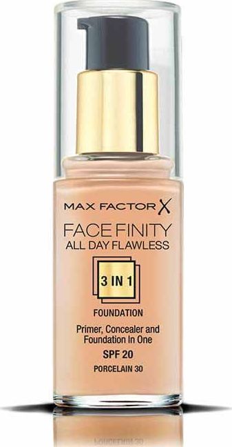 MAX FACTOR Podklad do twarzy Facefinity All Day Flawless 3in1 Foundation Spf20 30 Porcelain 30ml 3614225851544 (3614225851544) tonālais krēms