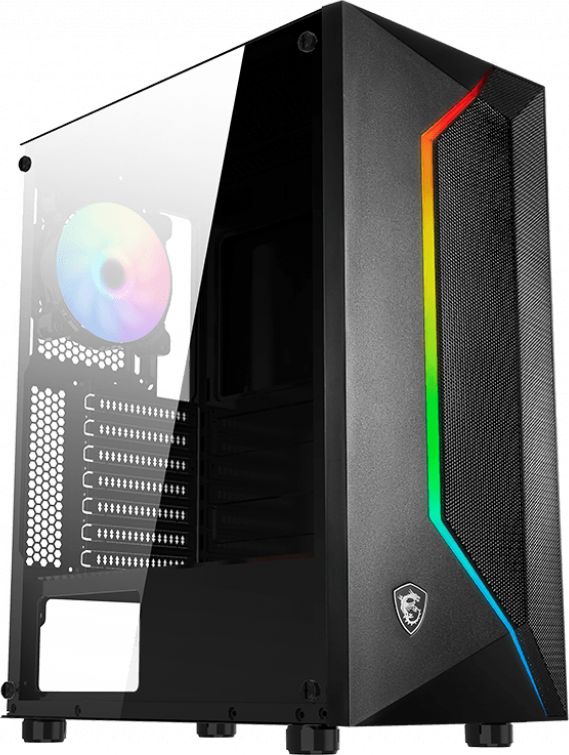 MSI MAG VAMPIRIC 100R 'V100R' Mid Tower Gaming Computer Case 'Black, 1x 120mm ARGB PWM Fan, 1x 120mm PWM Fan, RGB Front Panel, Tempered Glas Datora korpuss