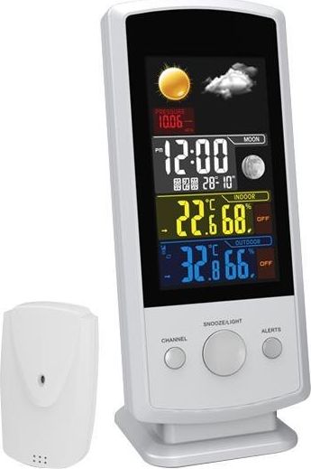 Mesko MS 1177 Weather station, White, Colorful Digital Display, Remote Sensor 5902934836609 barometrs, termometrs