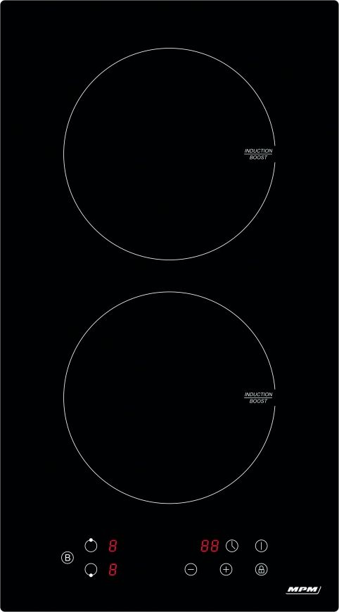 MPM 30-IM-06 Black Countertop 52 cm Zone induction hob 2 zone(s) plīts virsma