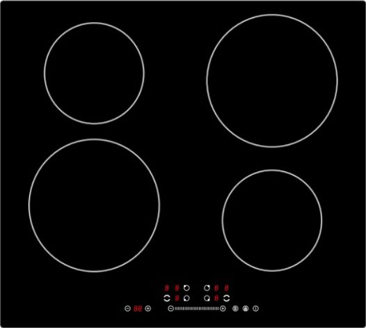 MPM 60-IM-05 Black Countertop 55 cm Zone induction hob 4 zone(s) plīts virsma