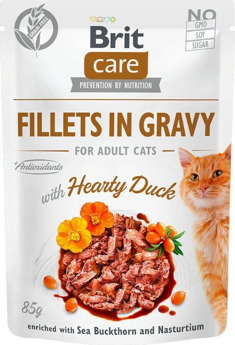 Brit Brit Care Cat Pouch Duck - filety z kaczki w sosie, mokra karma dla kota, saszetka 85g uniwersalny 19008-uniw (8595602540518) kaķu barība