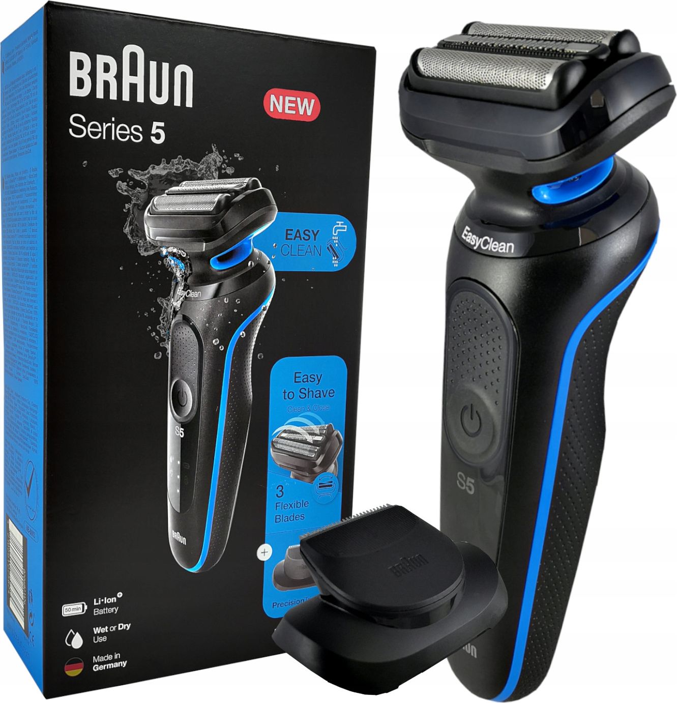 Braun Series 5 50-B1200s Foil shaver Trimmer Blue Vīriešu skuveklis