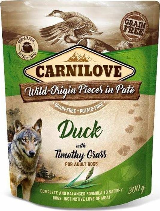 Carnilove Carnilove Dog Pouch Duck Timothy Grass - bezzbozowa mokra karma dla psa, kaczka z tymotka, saszetka 300g uniwersalny kaķu barība