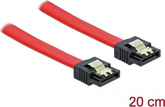 Delock Cable SATA 6 Gb/s 20 cm straight/straight metal red kabelis datoram