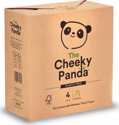 Cheeky Panda Papier toaletowy bambusowy trzywarstwowy 4 rolki w papierze - Cheeky Panda 5060561630189 (5060561630189) Vannas istabas piederumi