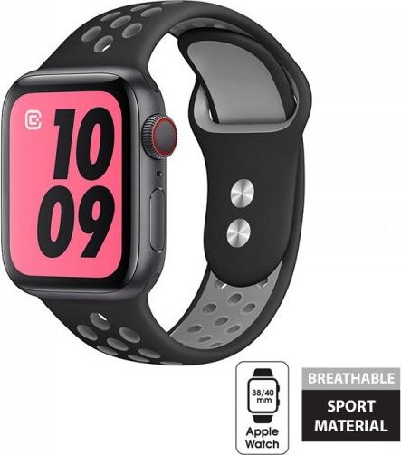 Crong Crong Duo Sport Band - Pasek Apple Watch 38/40 mm (szary/czarny) CRG-40DSB-BLK (5907731983679)