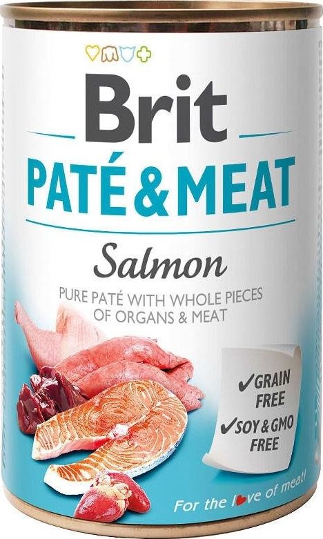 Brit Brit Pate & Meat Dog Salmon puszka 800g VAT013880 (8595602557554) barība suņiem