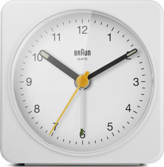 Braun BC 03 W quartz alarm clock analog white radio, radiopulksteņi