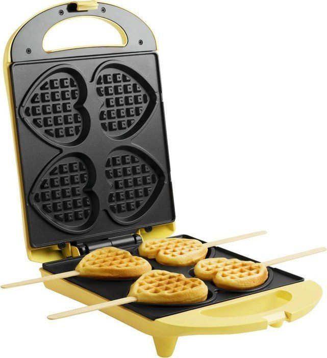 Bestron Heart Waffle Maker DSW271 - yellow vafeļu panna