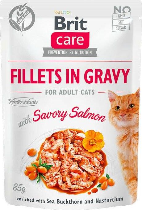 Brit Brit Care Cat Pouch Salmon - filety z lososia w sosie, mokra karma dla kota, saszetka 85g uniwersalny 19004-uniw (8595602540525) kaķu barība