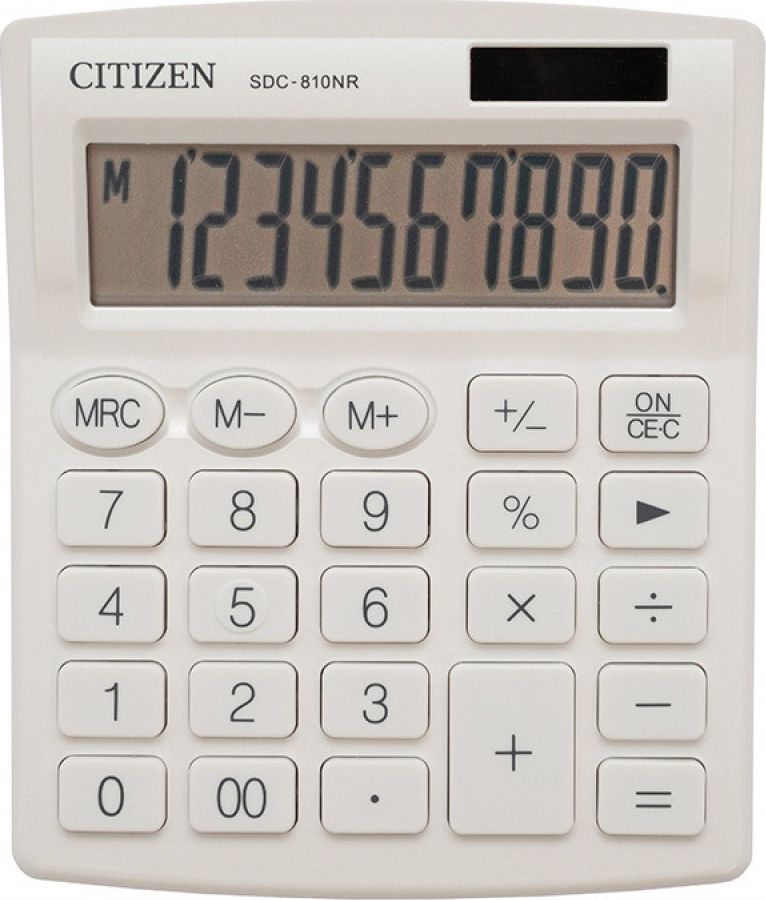 Citizen calculator SDC810NRWHE, white, desktop, 10 places, dual power supply kalkulators