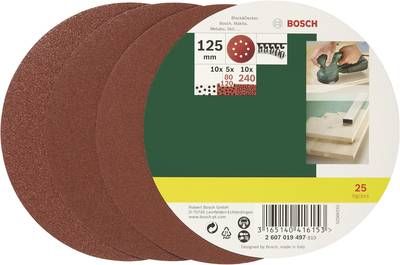 Bosch Papier scierny ekscentryczny z rzepem, perforowane 125mm P120 25szt. - 2607019494