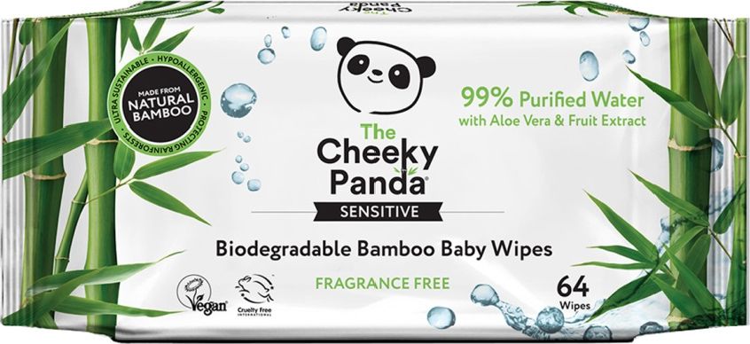 Cheeky Panda Chusteczki bambusowe nawilzane dla dzieci 64 szt. CHP00165 (5060561630165)
