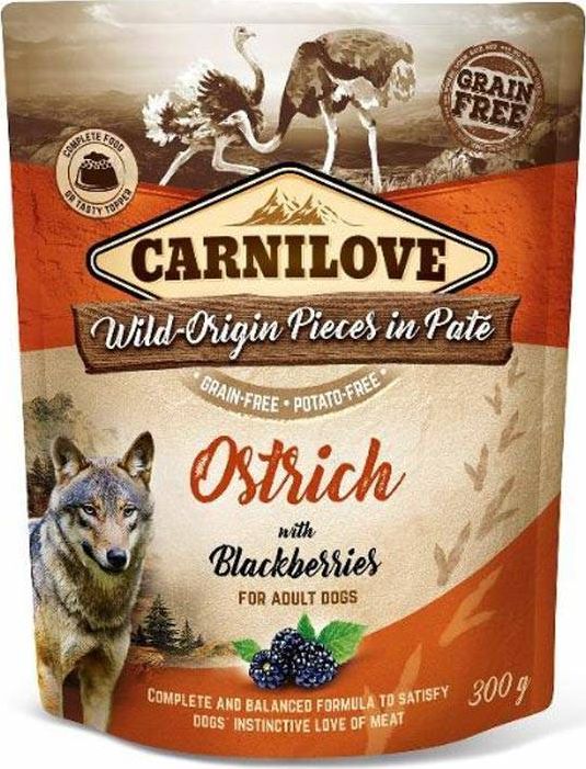 Carnilove Carnilove Dog Pouch Ostrich Blackberries - bezzbozowa mokra karma dla psa, strus z jagodami, saszetka 300g uniwersalny 19162-uniw  kaķu barība