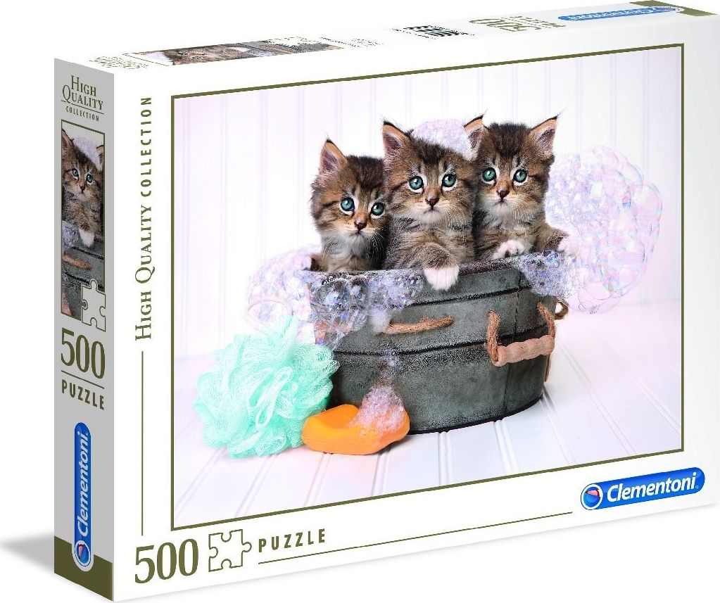 Clementoni Puzzle 500 elementow High Quality Kittens and Soap GXP-683676 (8005125350650) puzle, puzzle