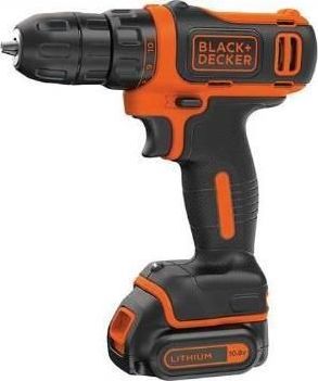 BLACK + DECKER cordless drill BDCDD12, 10,8Volt (black / orange, Li-ion battery pack 1.5Ah)