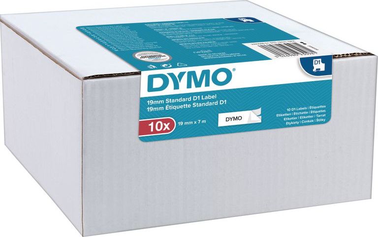 1x10 Dymo D1 Label  19mmx7m black to white