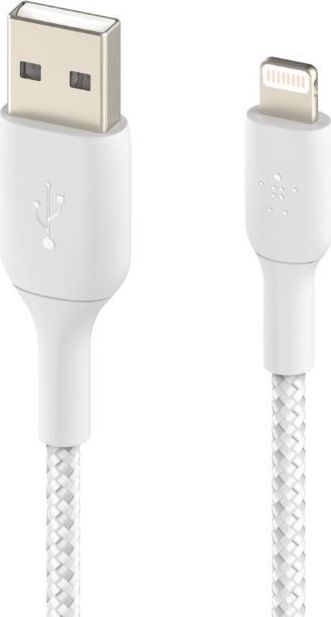 Cable Braided USB-Lightning 2m White USB kabelis