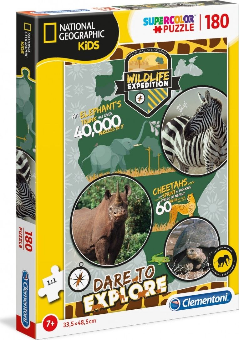 Clementoni Puzzle 180 elementow National Kids Wildlife Expedition GXP-725406 (8005125292073) puzle, puzzle