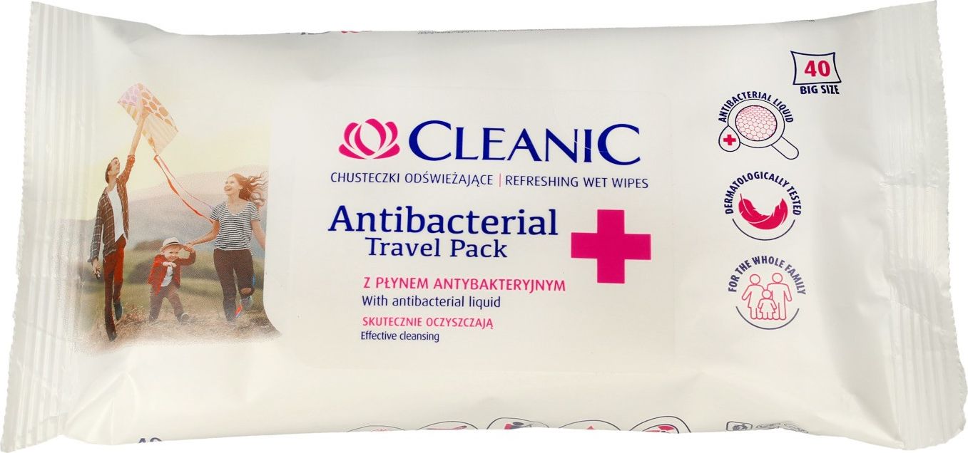 Cleanic CLEANIC_Refresing Wet Wipes Antibacterial Travel Pack chusteczki odswiezajace z plynem antybakteryjnym 40szt. 5900095028895 tīrīšanas līdzeklis