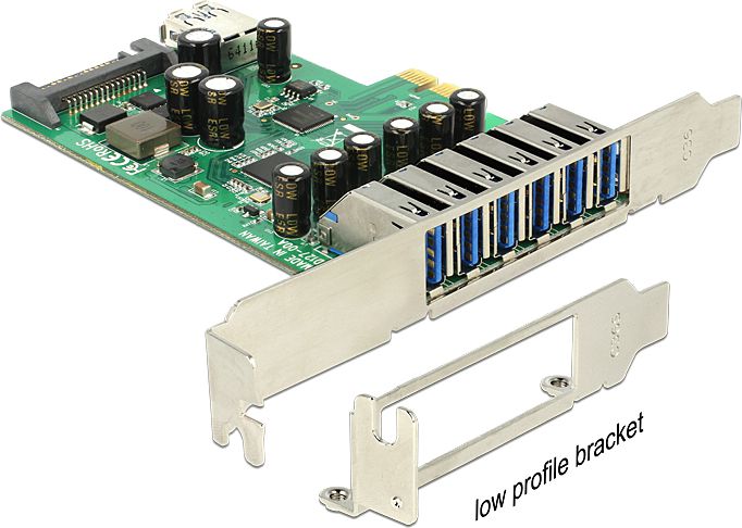 Kontroler Delock PCIe 2.0 x1 - 7x USB 3.0 (89377) 89377 (4043619893775) karte
