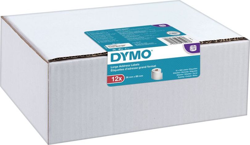 Dymo Address Lables big 36 x 89 mm white 12x 260 pcs. uzlīmju printeris
