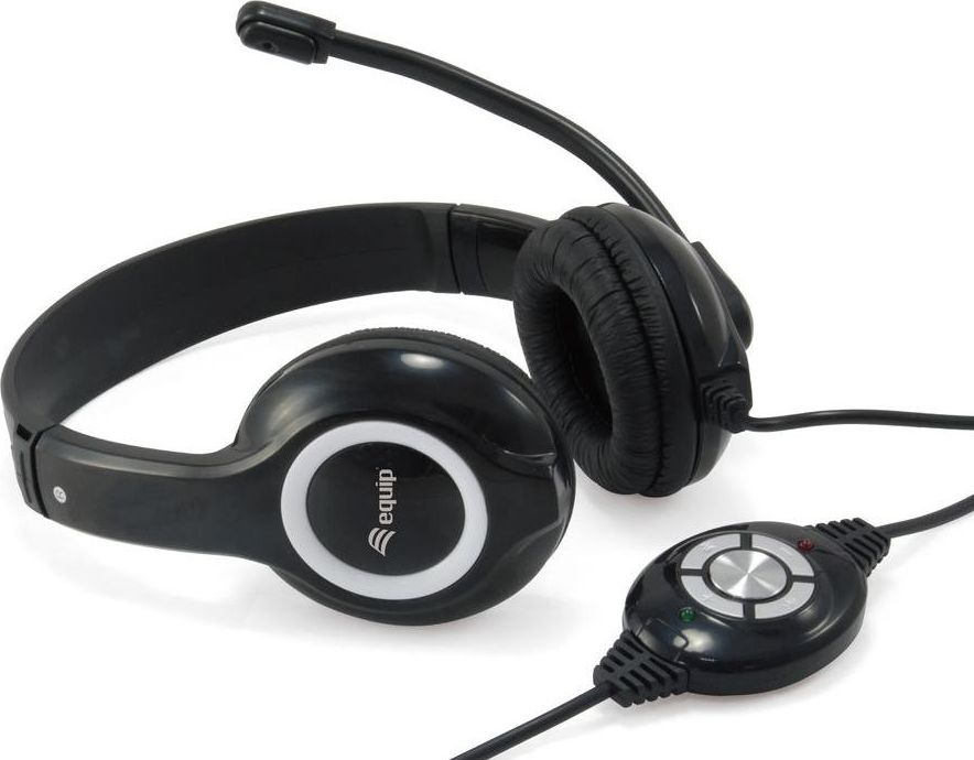 Equip Headset USB    245301 2m Kabel,Mikro,Fernbe. Stereo sw austiņas