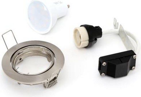 Omega GU10 LED Spuldze / 7W / 560lm / 2800K / Silti Balta + Spuldzes Turētāju komplekts Regulējams apgaismes ķermenis