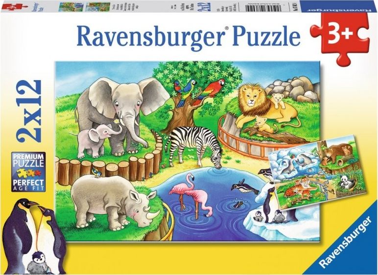 Ravensburger Puzzle 2x12el. Zwierzeta w ZOO 076024 RAVENSBURGER RAP 076024 (4005556076024) puzle, puzzle