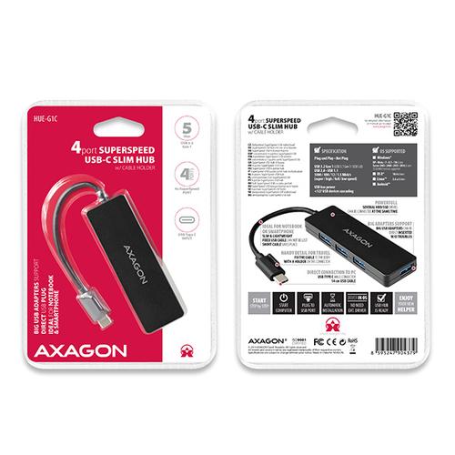 Axagon USB HUB 4-port USB 3.2 Black (HUE-G1C) USB centrmezgli