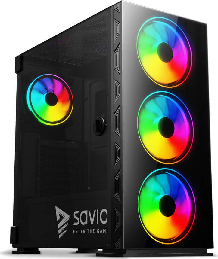 SAVIO PC Case Prime X1 ARGB Glass Black Datora korpuss