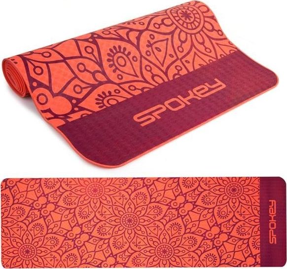 Spokey MANDALA Yoga Mat, Antiallergic and non-slip Easy to roll up, Red, TPE 5902693260516 Matrači un tūrisma paklāji