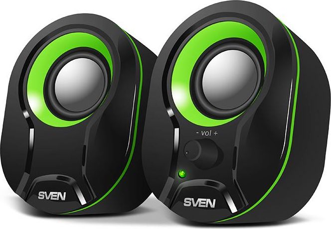 SVEN 290 2.0 SPEAKERS BLACK GREEN 2X2,5W datoru skaļruņi