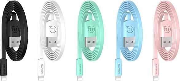 Usams SJ199 Universāls 2A Silikona Apple Lightning (MD818ZM/A) USB Datu un Uzlādes Kabelis 1.2m Balts aksesuārs mobilajiem telefoniem