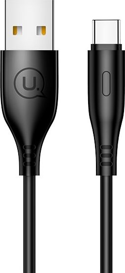 Usams US-SJ267 U18 Flexi PVC Universāls Type-C uz USB DAtu un Ātras Uzlādes 2A Apaļa konektora Plug Labelis 1m Melns USB kabelis