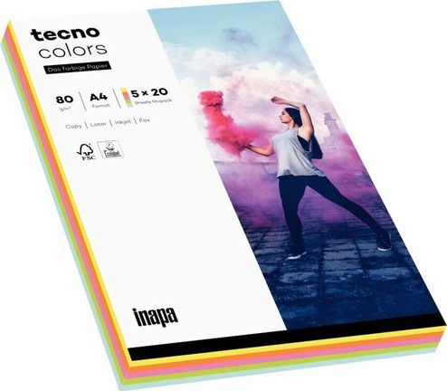 Tecno Papier ksero A4 80g Mix kolorow pastel 100 arkuszy 2100011414 (4011211079644) papīrs