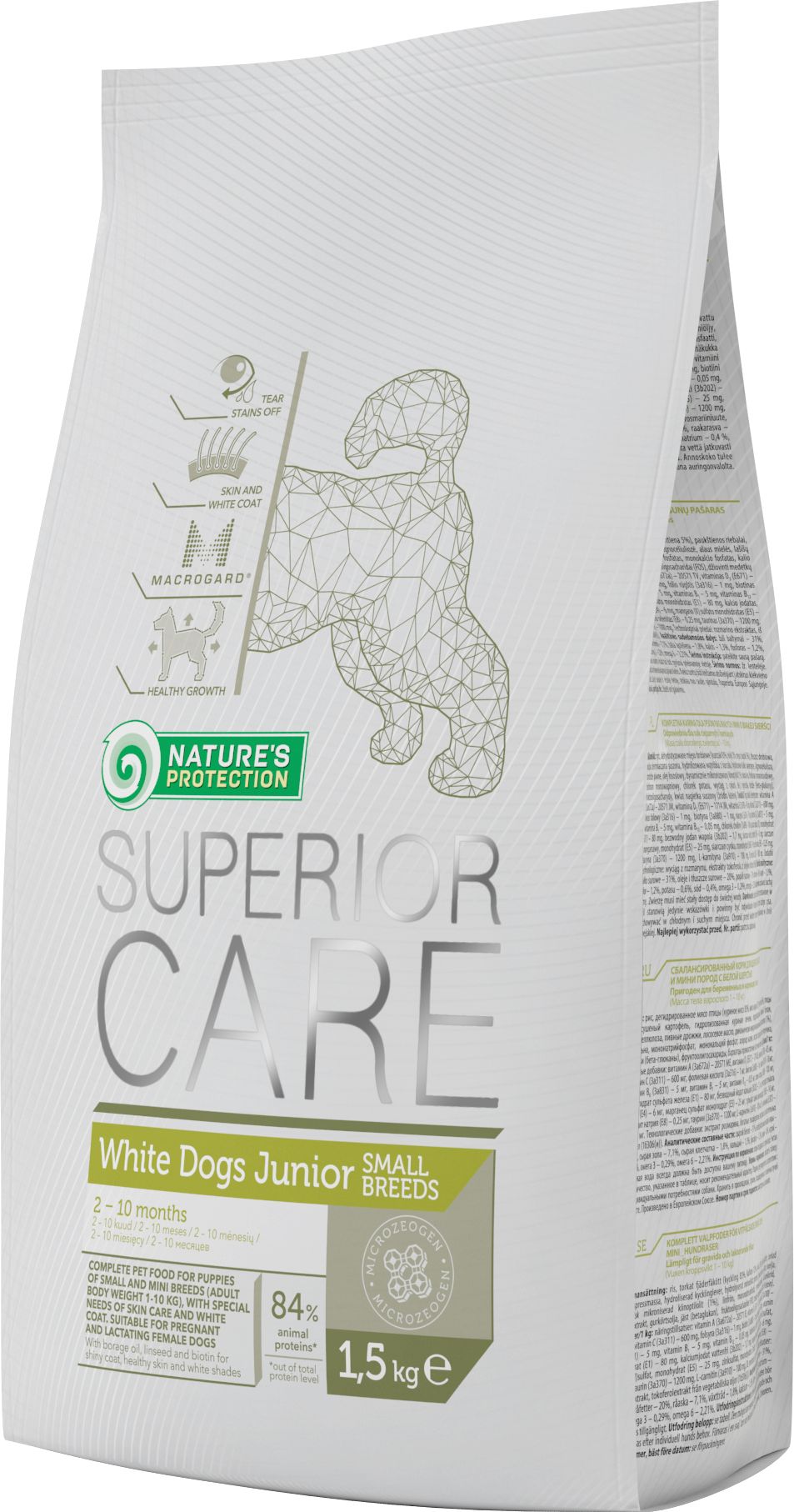 UAB AKVATERA Natures Protection Pies 10 Kg Superior Care White Dog Junior Small barība suņiem