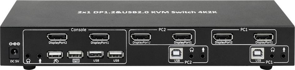 Techly IDATA DP-KVM2 KVM switch Black KVM komutators