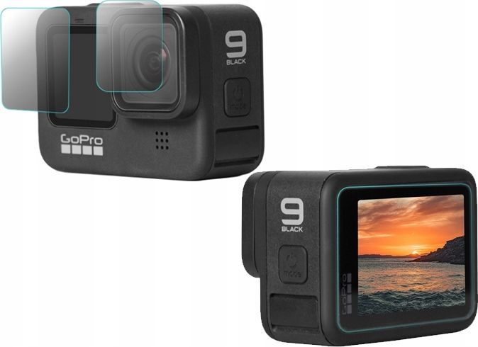 SunnyLife objektīva lens stikls 3in1 LCD ekrānam + objektīvs priekš Gopro Hero 9 melns foto, video aksesuāri