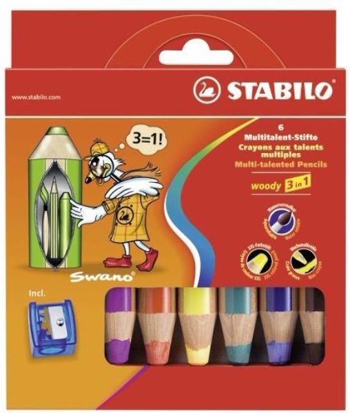 Stabilo Woody crayons 6 colors (8806)